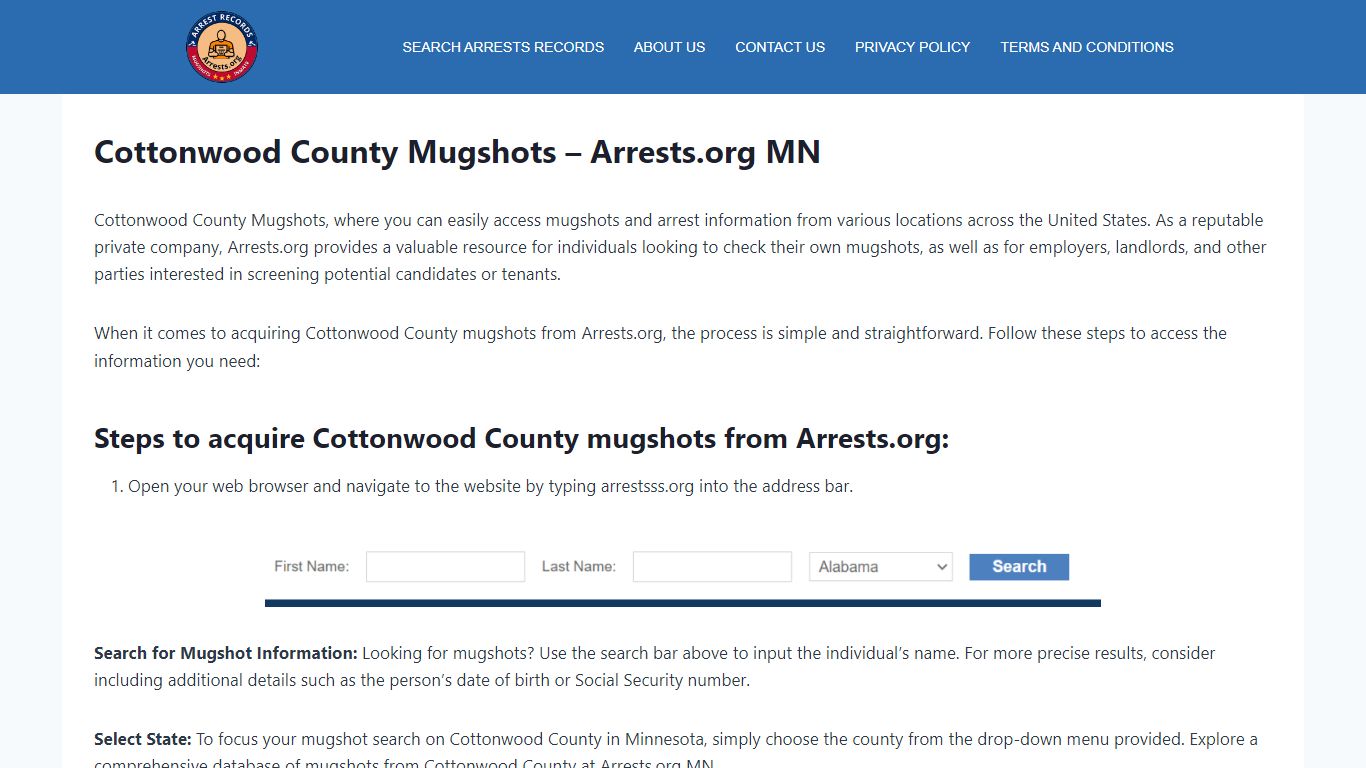 Cottonwood County Mugshots - Arrests.org MN