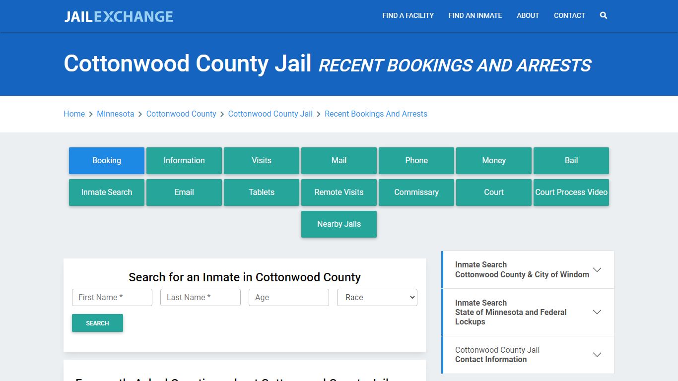 Cottonwood County Jail Recent Bookings And Arrests